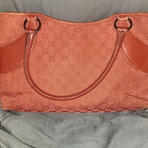 Gucci Red/Maroon GG Monogram Canvas Shoulder Bag